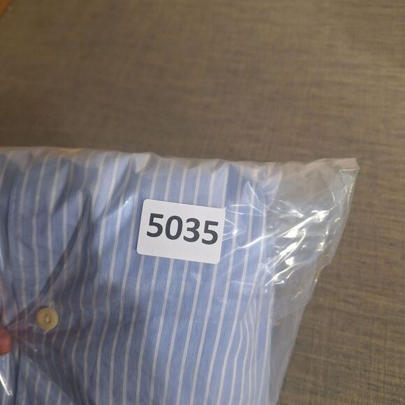 David Donahue Shirt Mens 18-34/35 Blue White Striped Button Up long sleeve - Picture 6 of 6